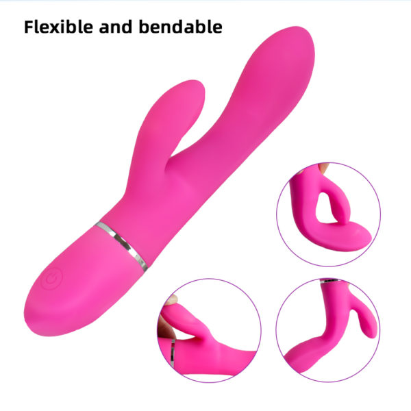 The flexible "Rinni" rabbit vibrator with dual clitoral and g-spot stimulation. Body-safe silicone, waterproof, usb-rechargeable.