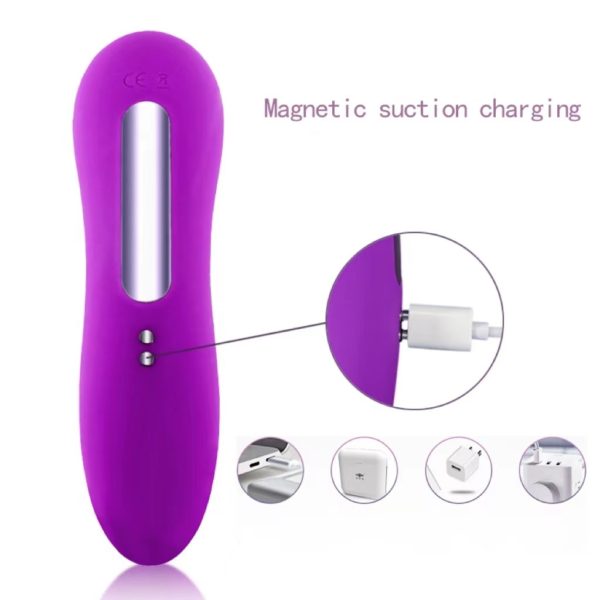 Body-safe silicone oral-sex suction vibrator with an ergonomic handle, waterproof, USB rechargeable. Great for clitoral stimulation.
