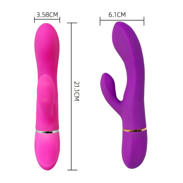 The "Rinni" rabbit vibrator with dual clitoral and g-spot stimulation. Body-safe silicone, waterproof, usb-rechargeable.