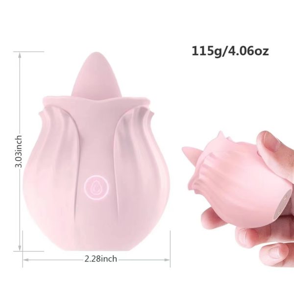 The "Lotus" oral-sex vibrator shaped like a flower with a silicone tongue for stimulation. Waterproof, usb rechargeable.