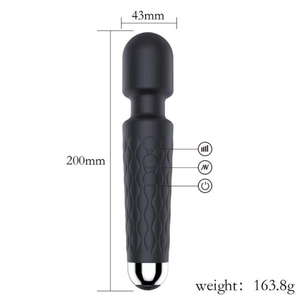 The "Circe" Wand Massager and Vibrator is Magic! 43mm across, 200mm in length, with separate controls for speed and vibration pattern. Just 163.8g in weight.